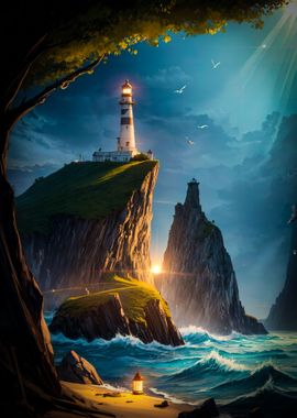 Lighthouse Ocean Cliff