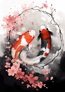 Koi Fish Yin Yang RubyArt