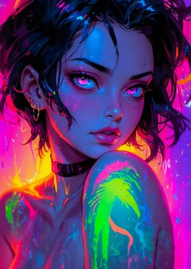 Neon Cyberpunk Anime Girl