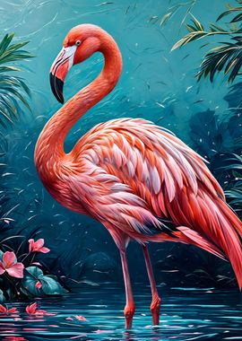 flamingo oil painting art 