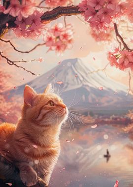 cherry blossom cat