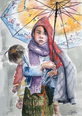 Watercolor Vietnam Girl