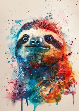 Funny Sloth Watercolor