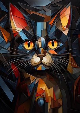 Cubist Black Cat