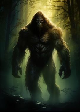 Bigfoot in Forest Animals