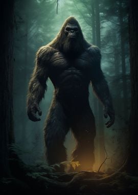 Bigfoot in Forest Animals