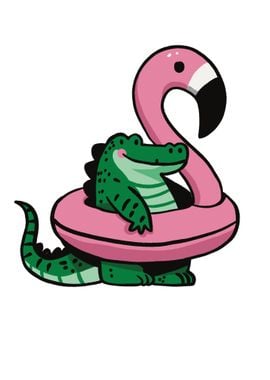 crocodile with pool float