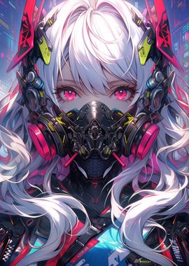 Cyberpunk Anime Girl Mask