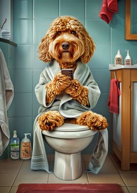 Cockapoo on the Toilet  