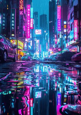 Cyberpunk City Neon Japan