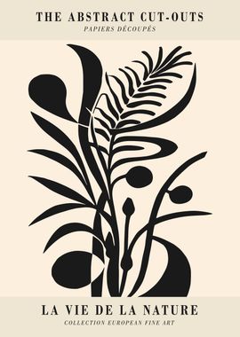 Black and Beige Floral Art