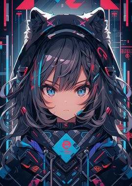 Cyberpunk Anime Cute Girl