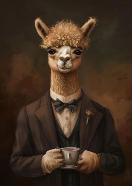 Llama and coffee