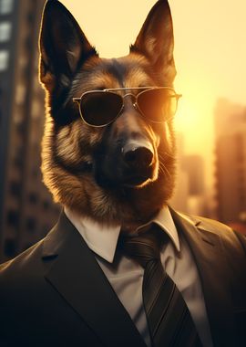 German Shepherd in Suit