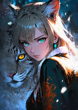 Anime Girl and Lynx