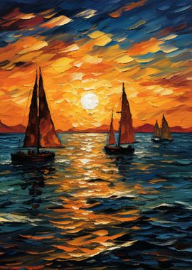 Sailboat Sunset Painting