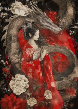 geisha dragon japan 