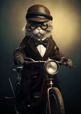 Funny Cat on a bicycle 