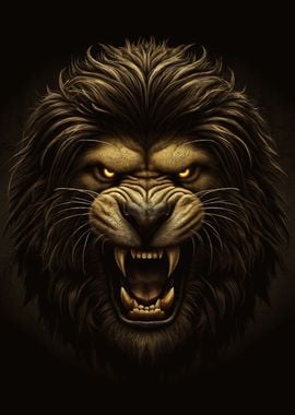 The lion Angry crazy face