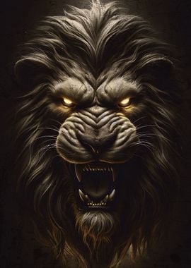 The lion Angry crazy face