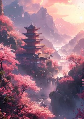 Cherry Blossom Landscape