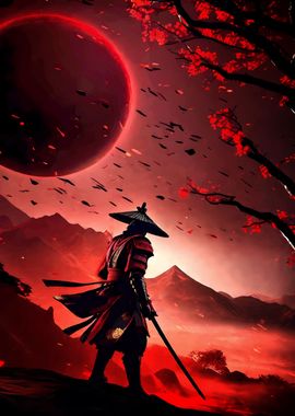 Red Japanese Samurai