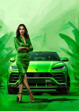 Lamborghini Urus and woman