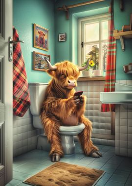 Highland Cow in Bathroom