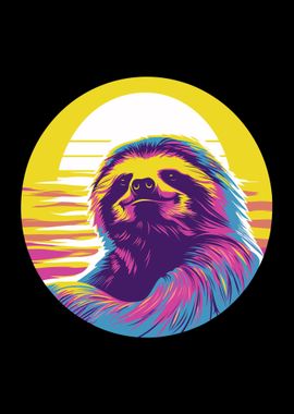 Retro Sunset Sloth