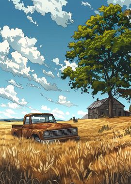 Dodge Pickup Wheat Field