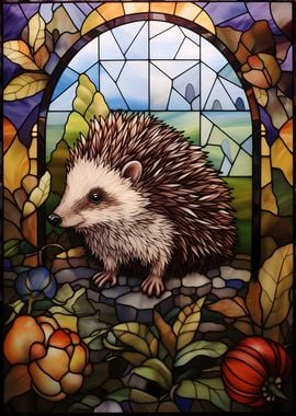 Hedgehog Stained Glass