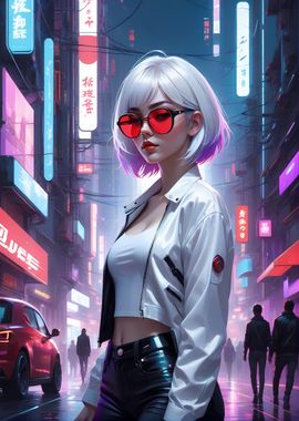 Girl Cyberpunk City Alley