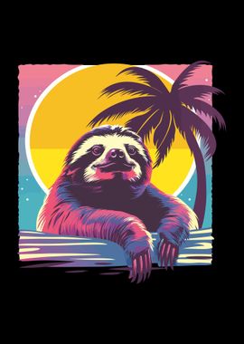 Retro Sunset Sloth