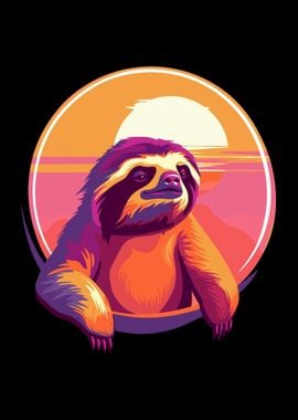 Retro Sunset Sloth