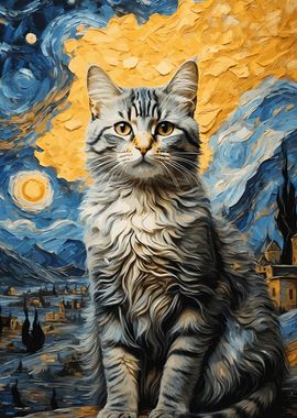 Starry Night Cat