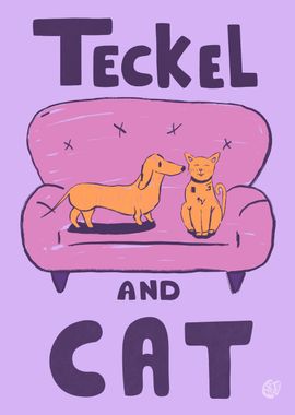 Teckel and cat 