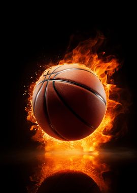 Basketball ball on fire