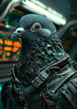 Pigeon in a space suit