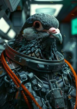 Pigeon in a space suit