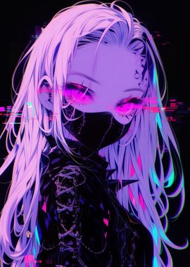 Pink Neon Anime Girl