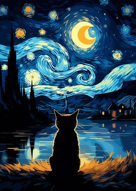 Starry Night Cat