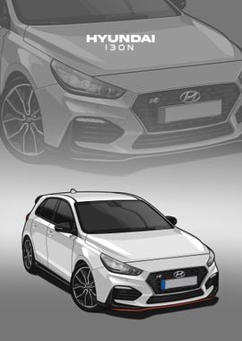 hyundai i30n white poster