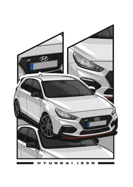 hyundai i30n white poster