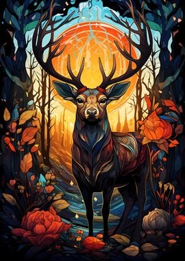 Deer Stained Glass