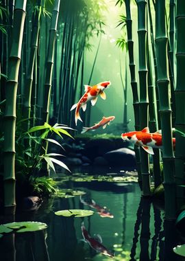 Koi fish jumping