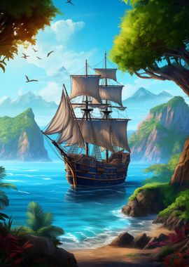 pirate ship landscape