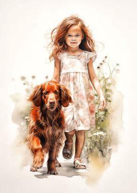 Girl and Irish setter