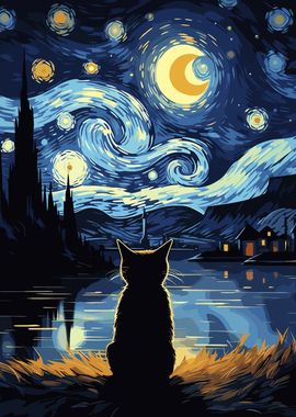 Starry Night Cat