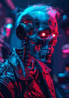 Skull Robot Synthwave