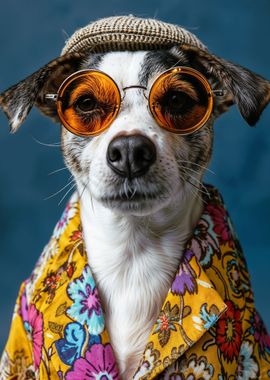 funny dog with glasses